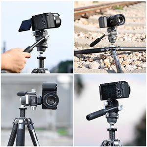 Ulanzi EH09 tripod with adjustable knobs and mounted camera in various settings