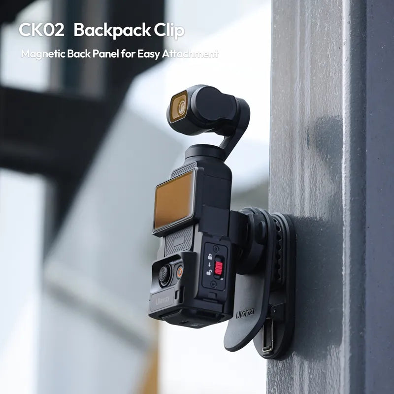 The Ulanzi CK02 Backpack Clip, a magnetic back panel that allows for easy attachment and quick, one-handed gear swaps to streamline the creative workflow.