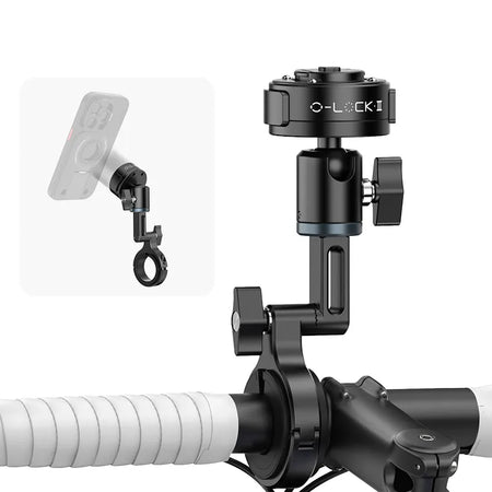 Ulanzi O-LOCK II bike phone mount on handlebar, designed for secure phone attachment