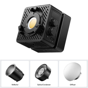 Ulanzi lighting collection featuring cube LED, dome diffuser, and spotlight options for professional photography and videography setups.