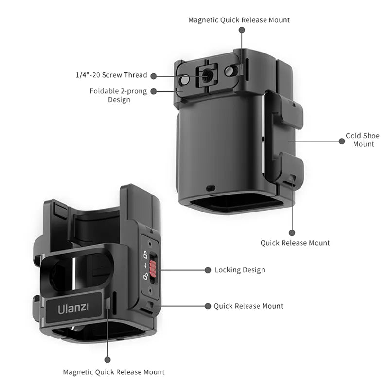 Ulanzi PK-06 Expansion Adapter | For DJI Osmo Pocket 3 | Metal Material |  Rich Interfaces | Expand Your Possibilities