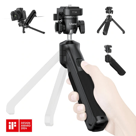 Ulanzi TT38 tripod with one-click feature and IF Design Award 2024 badge